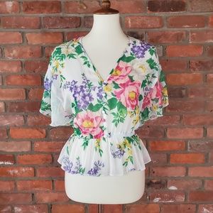 ASOS Sheer Floral Batwing Top